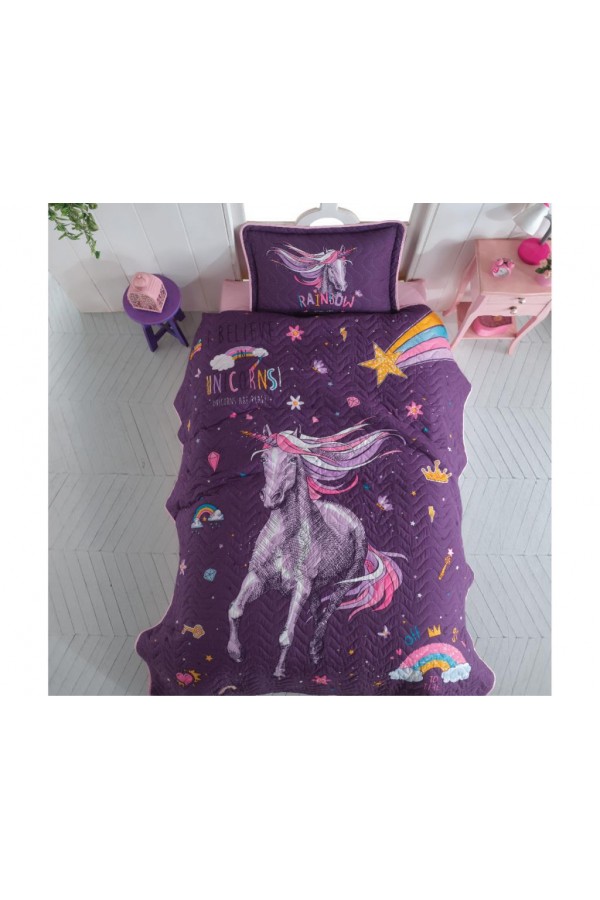 Clasy Tek Kişilik Yatak Örtüsü Rainbow v1 Mor Clasy Tek Kişilik Yatak Örtüsü Rainbow v1 Mor