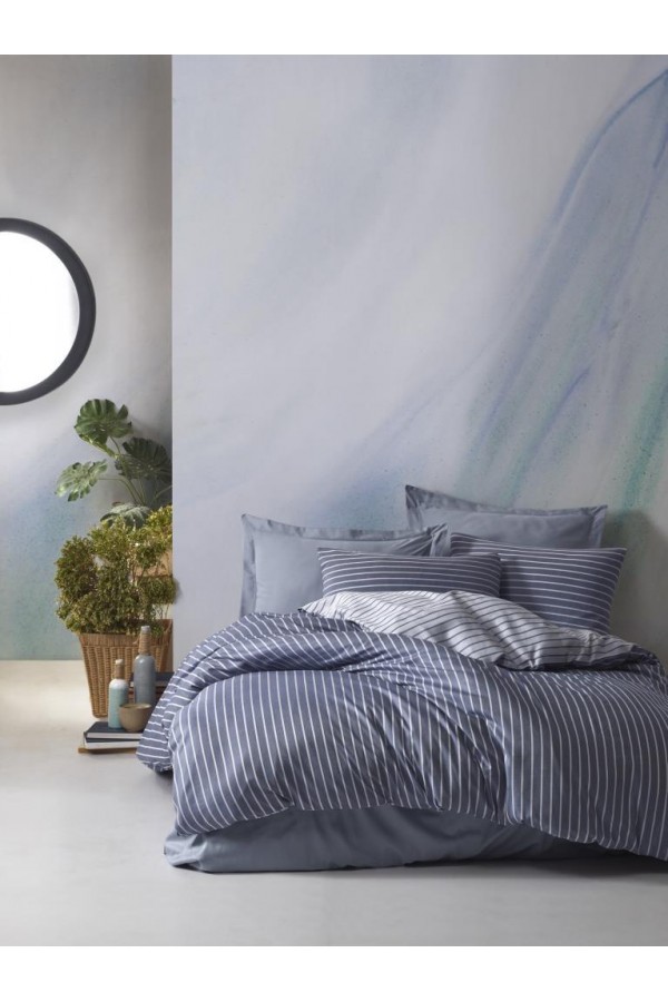 Cotton Box Çift Kişilik Bambu Saten Nevresim Takımı Mavi