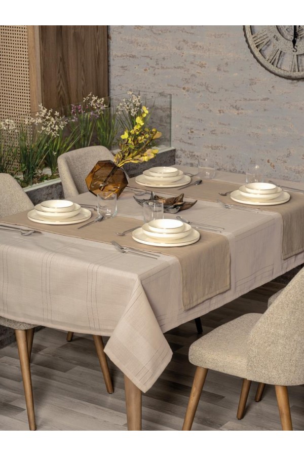 Cotton Box Antique Jasmine Bej Keten Masa Örtüsü