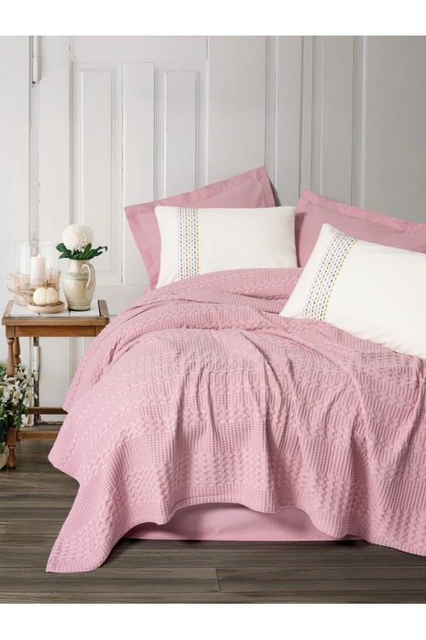 Cotton Box Aura Çift Kişilik Pike Takımı Pebble Pembe