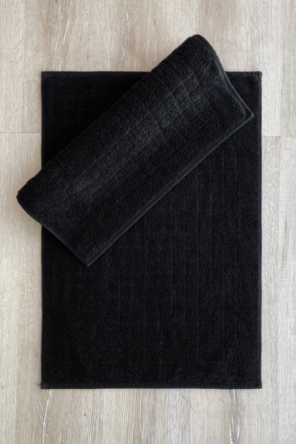 Cotton Box Jakarlı Paspas Seti Kare Siyah 2li 50x70