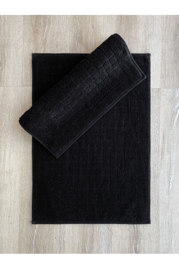 Cotton Box Jakarlı Paspas Seti Kare Siyah 2li 50x70