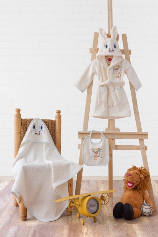 Cotton Box Bebek Bornoz Seti Zürafa Krem