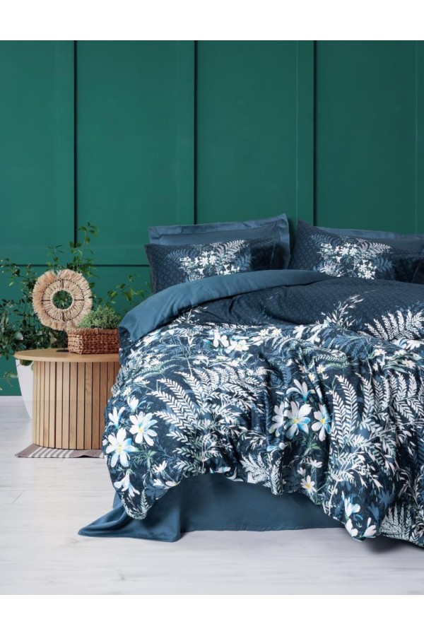 Cotton Box Imvelo Petrol Saten Nevresim Takımı Çift Kişilik