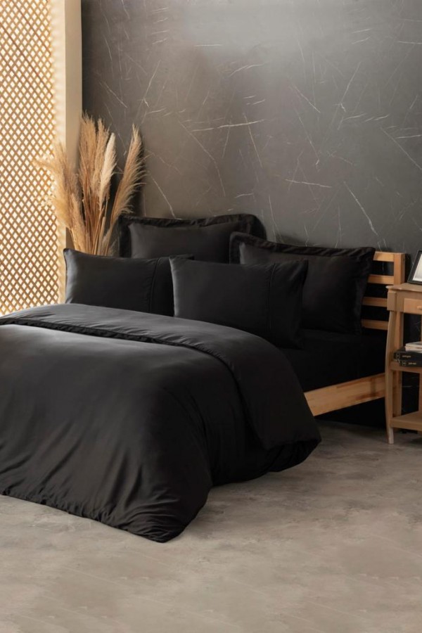 Cotton Box Silky İpek Çift Kişilik Nevresim Takımı Siyah