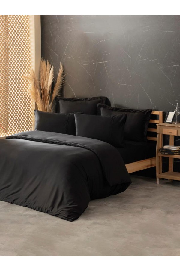Cotton Box Silky İpek Çift Kişilik Nevresim Takımı Siyah