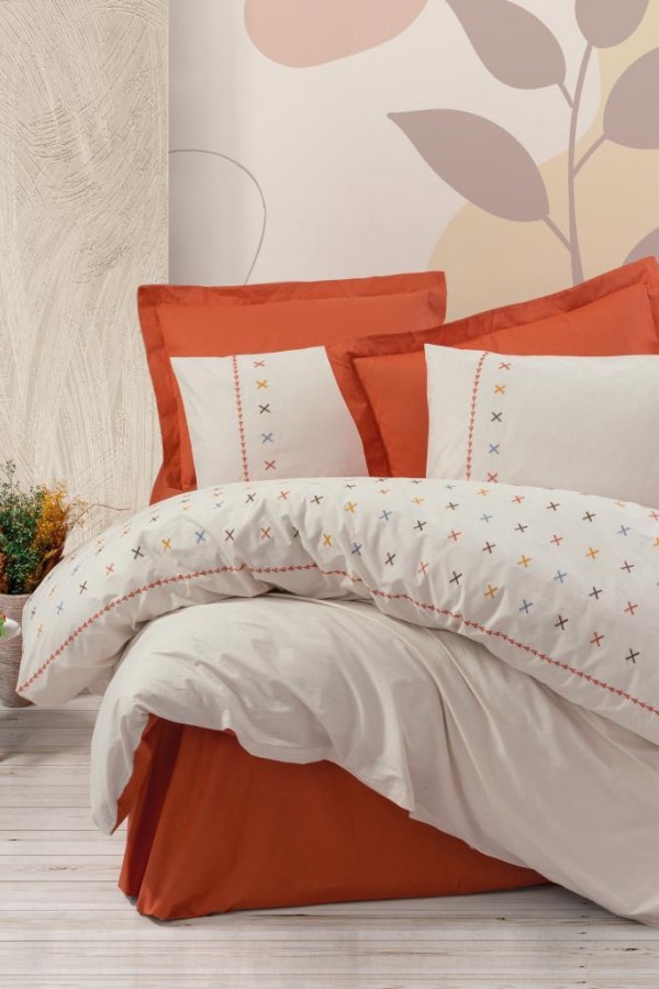 Cotton Box Brode Ranforce Çift Kişilik Nevresim Takımı Joli Kiremit