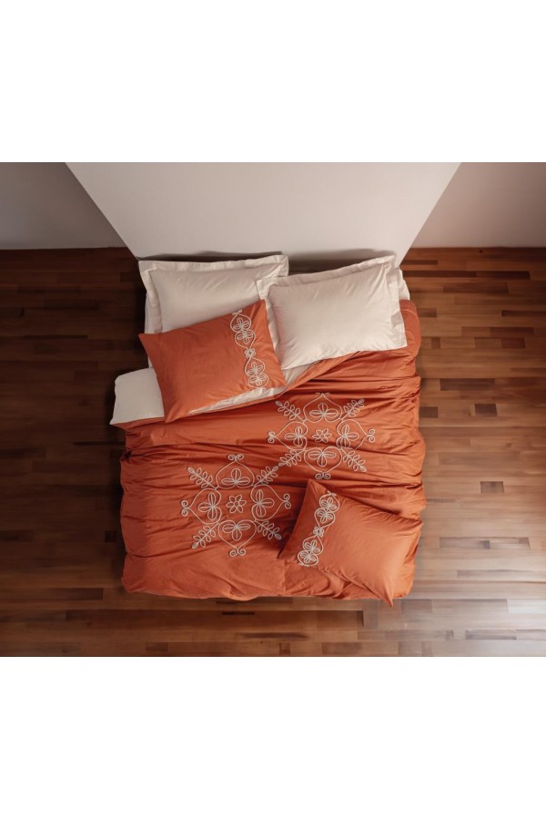 Cotton Box Brode Ranforce Çift Kişilik Nevresim Takımı Tiva Bej
