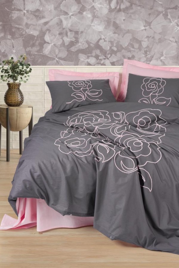 Cotton Box Brode Ranforce Çift Kişilik Nevresim Takımı Primula Pembe