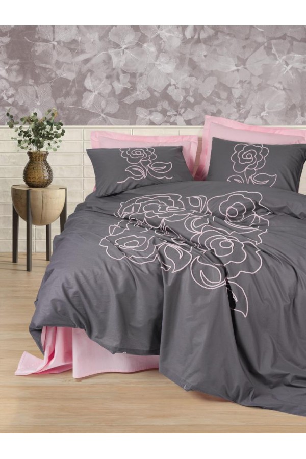 Cotton Box Brode Ranforce Çift Kişilik Nevresim Takımı Primula Pembe