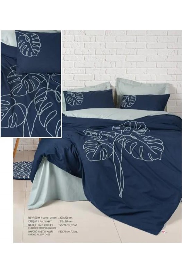 Cotton Box Brode Ranforce Çift Kişilik Nevresim Takımı Silva Mint
