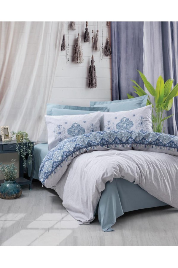Cotton Box Candy Çift Kişilik Nevresim Takımı Jeni Mavi