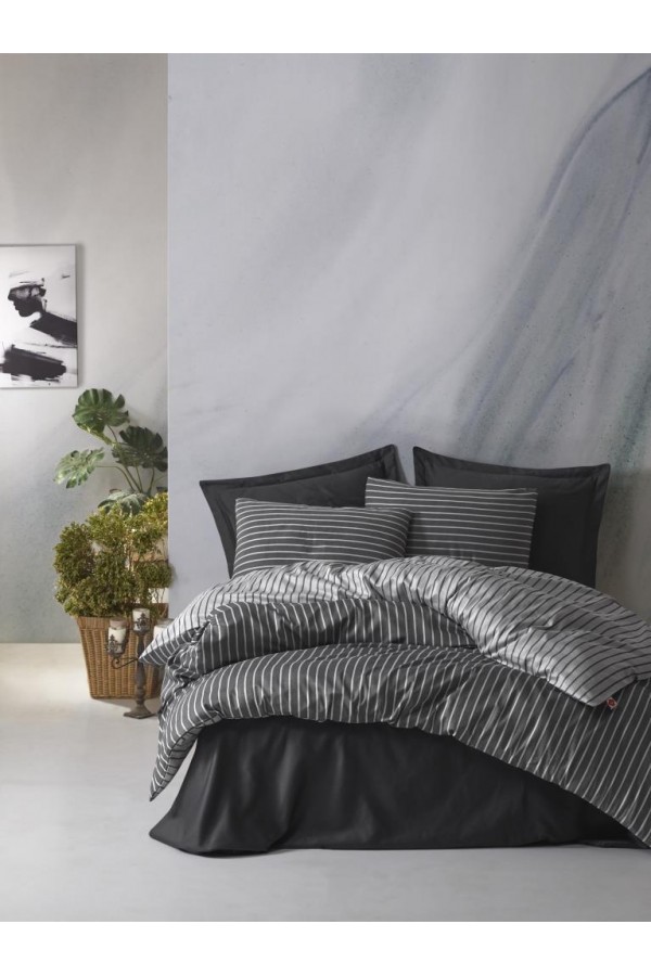 Cotton Box Çift Kişilik Bambu Saten Nevresim Takımı Antrasit