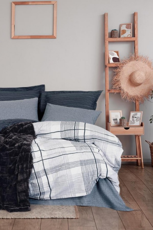 Cotton Box Trim Çift Kişilik Battaniyeli Nevresim Takımı Smooth Siyah