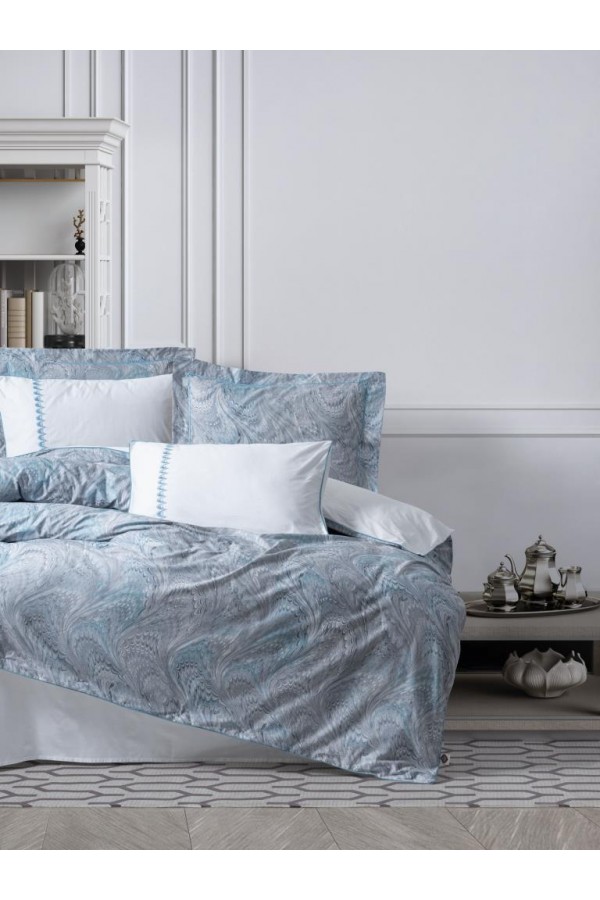 Cotton Box Çift Kişilik Elit Saten Nevresim Takımı Stilla Mavi
