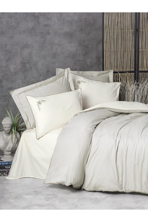 Cotton Box Çift Kişilik Elit Saten Nevresim Takımı Teresa Bej