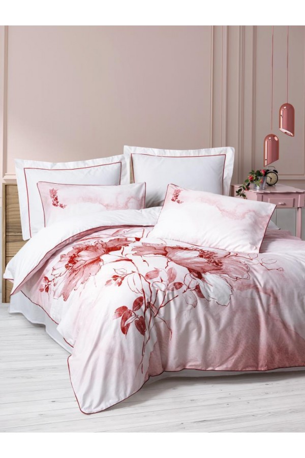 Cotton Box Çift Kişilik Elit Saten Nevresim Takımı Gules Kırmızı
