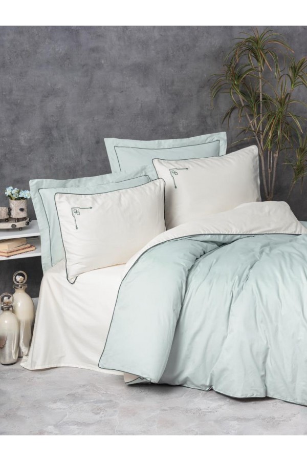 Cotton Box Çift Kişilik Elit Saten Nevresim Takımı Vanko Mint