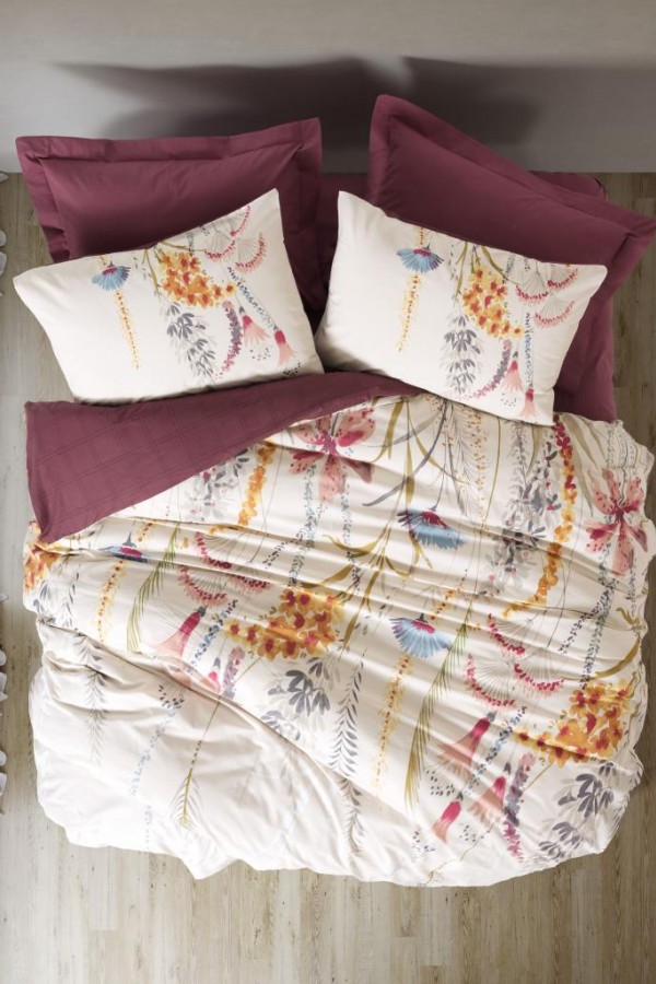 Cotton Box Çift Kişilik Modeline Nevresim Takımı Flos Bordo