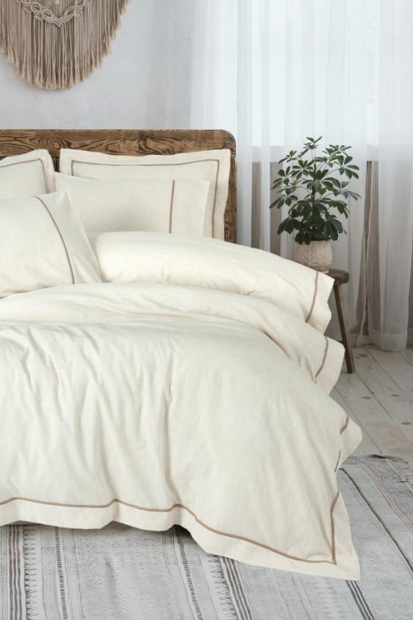 Cotton Box Çift Kişilik Nevresim Takımı Inborn Banded Kahve 8680108076989