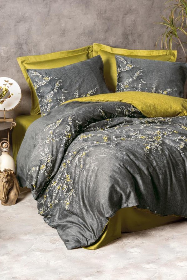 Cotton Box Çift Kişilik Saten Nevresim Takımı Libby Yeşil
