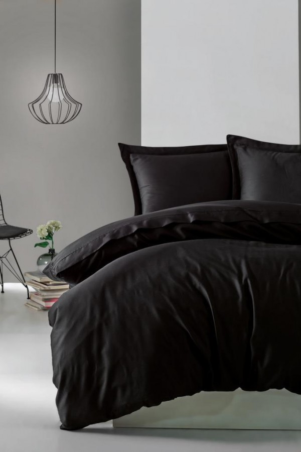 Cotton Box Tek Kişilik Saten Nevresim Takımı Elegante Siyah