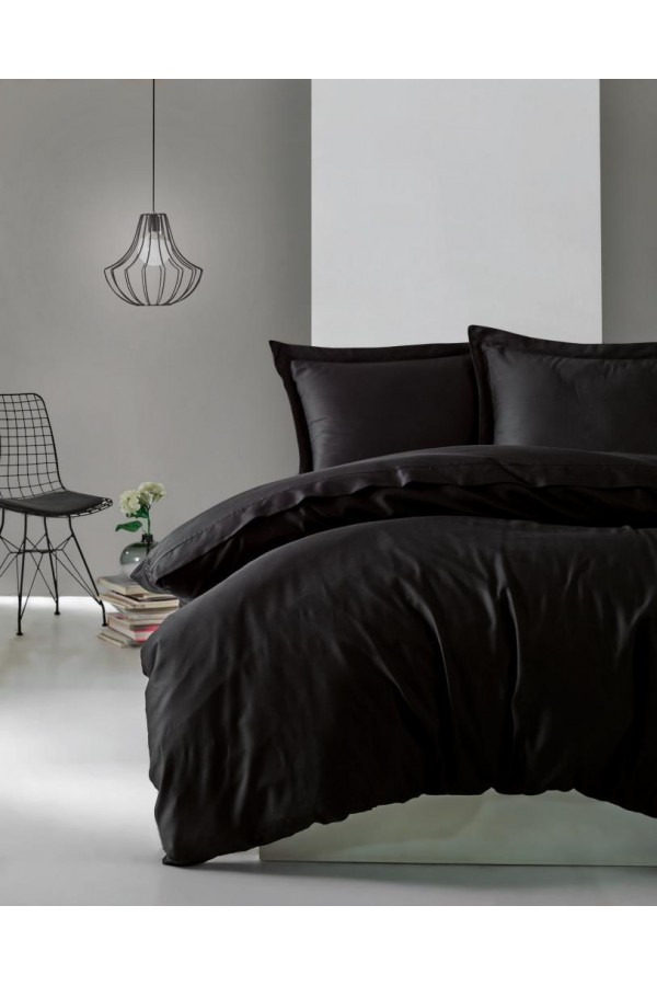 Cotton Box Tek Kişilik Saten Nevresim Takımı Elegante Siyah