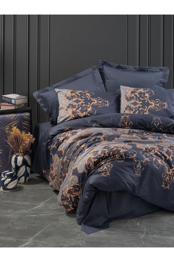 Cotton Box Çift Kişilik Saten Nevresim Takımı Sarina Lacivert