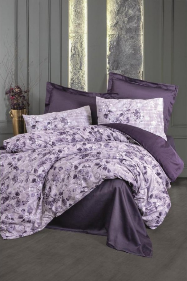Cotton Box Çift Kişilik Saten Nevresim Takımı Willow Mor Cotton Box Çift Kişilik Saten Nevresim Takımı Willow Mor