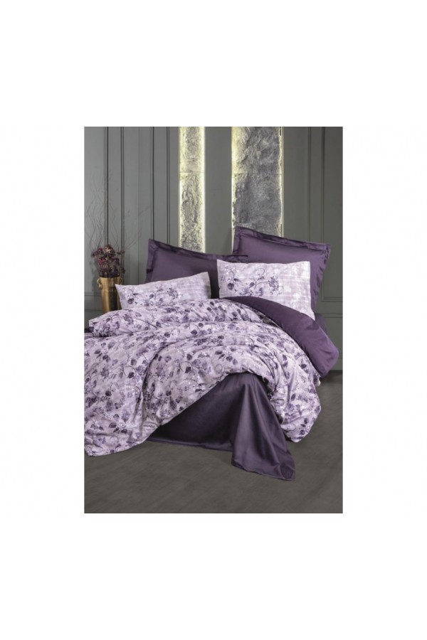 Cotton Box Çift Kişilik Saten Nevresim Takımı Willow Mor