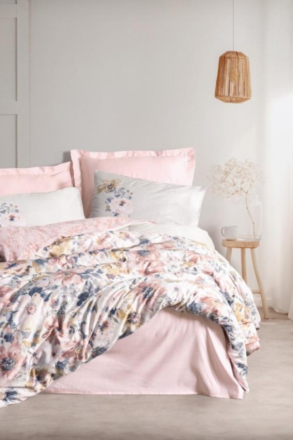 Cotton Box Çift Kişilik Saten Nevresim Takımı Dalya Pudra
