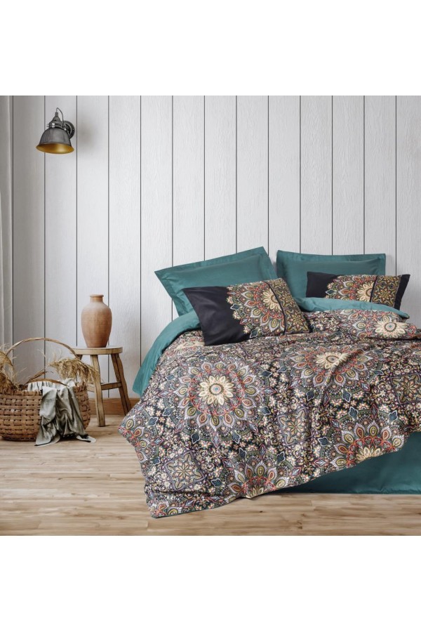 Cotton Box Çift Kişilik Saten Nevresim Takımı Ornate Petrol