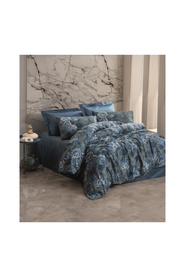 Cotton Box Çift Kişilik Saten Nevresim Takımı Liza Petrol