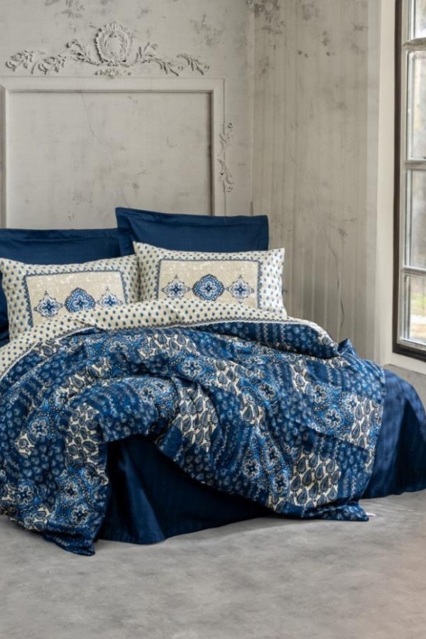 Cotton Box Çift Kişilik Saten Nevresim Takımı Stasya Lacivert