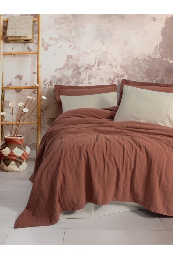 Cotton Box Çift Kişilik Yatak Örtülü Pike Takımı Natura Vilo Kiremit Cotton Box Çift Kişilik Yatak Örtülü Pike Takımı Natura Vilo Kiremit