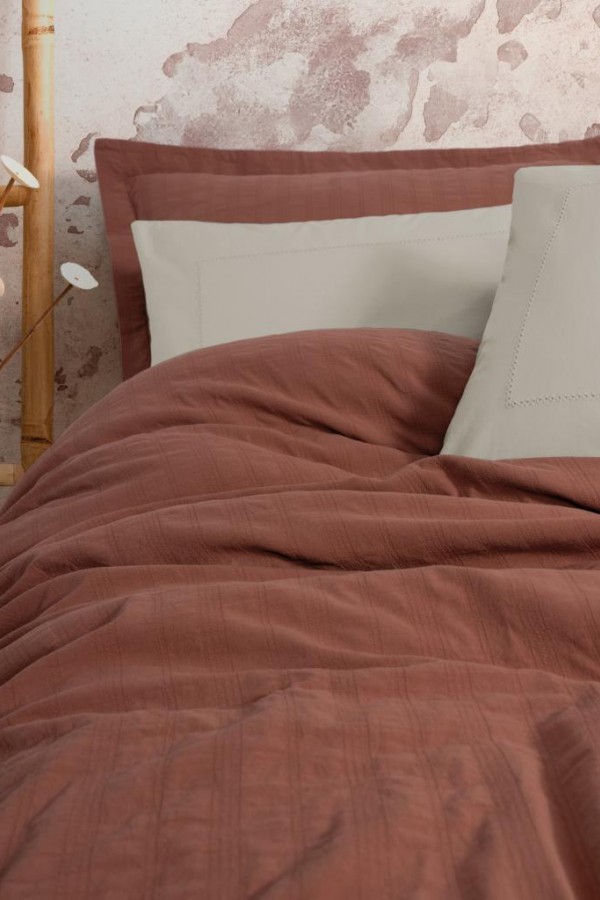 Cotton Box  Çift Kişilik Yatak Örtülü Pike Takımı Natura Vilo Kiremit