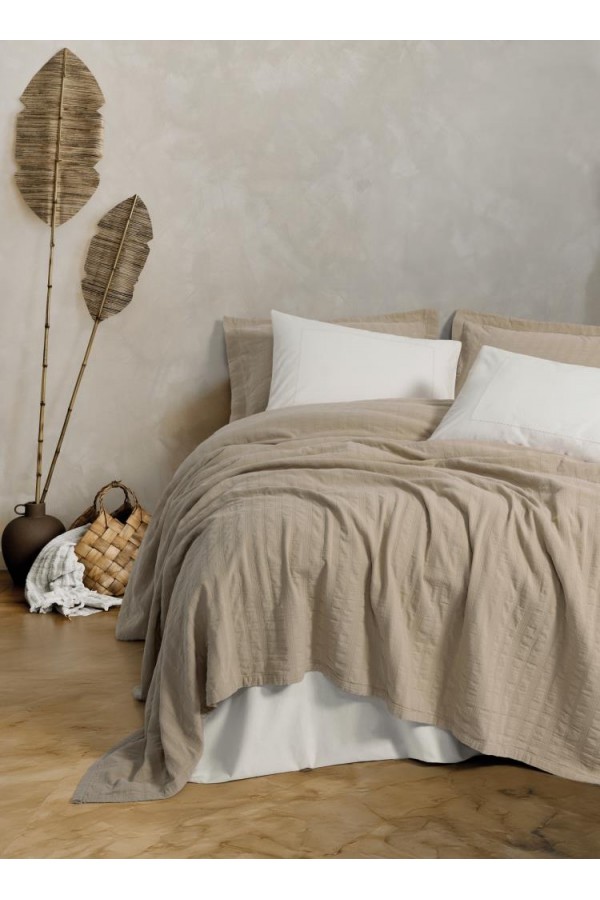 Cotton Box Çift Kişilik Yatak Örtülü Pike Takımı Natura Vilo Bej Cotton Box Çift Kişilik Yatak Örtülü Pike Takımı Natura Vilo Bej