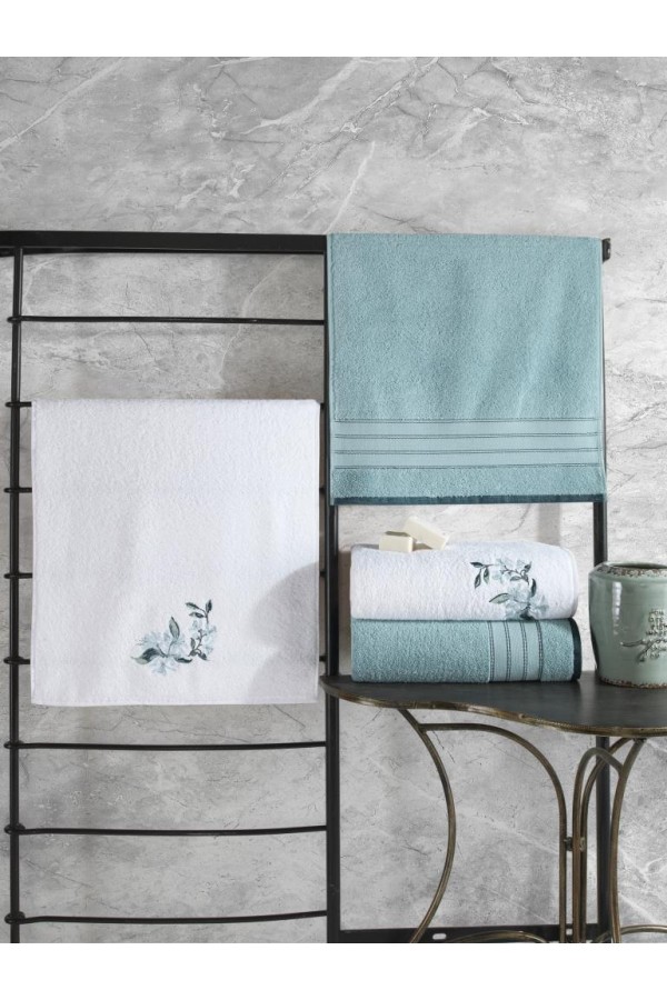 Cotton Box Colorful %100 Pamuk Hamam Havlu Seti Mint Beyaz