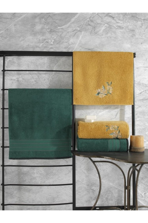 Cotton Box Colorful %100 Pamuk Hamam Havlu Seti Yeşil Sarı