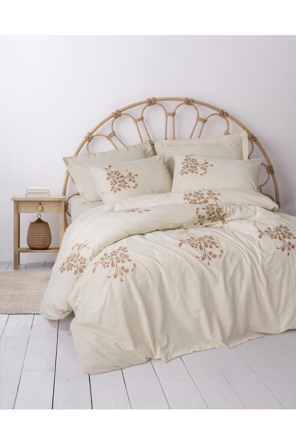 Cotton Box Cotton Keten Çift Kişilik Nevresim Takımı Kaneli