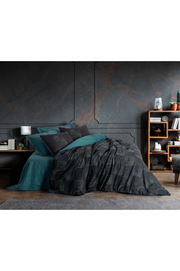 Cotton Box Dark Çift Kişilik Nevresim Takımı Noche Petrol 8680108071359