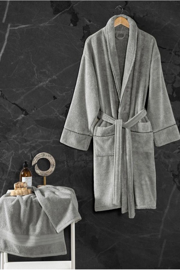 Cotton Box Exclusive Single Bornoz Seti Gri L/xl 8680108069134