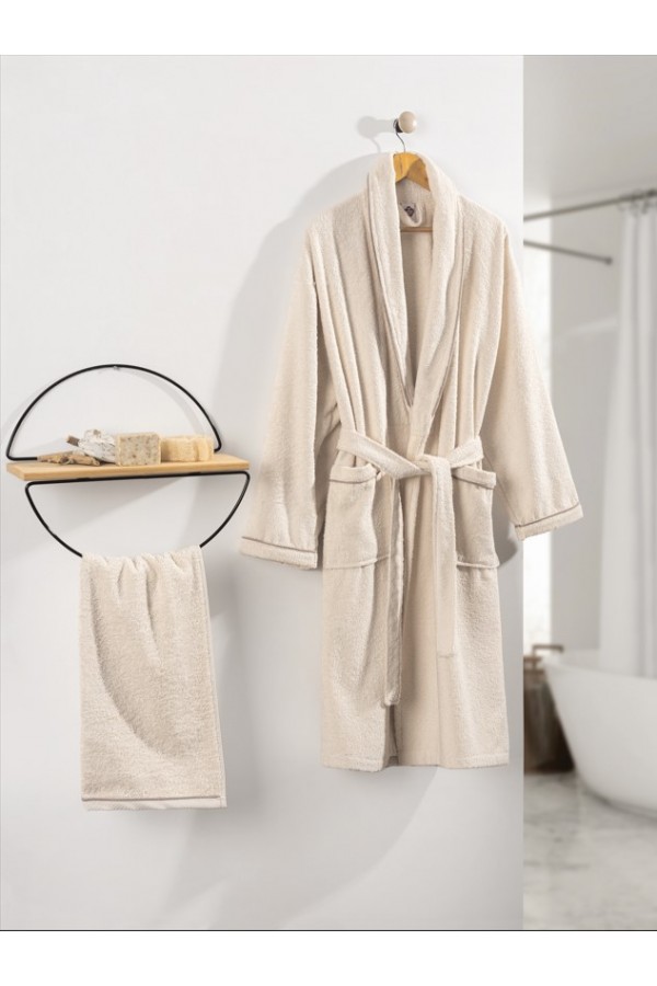 Cotton Box Deluxe Single Bornoz Seti Krem 8680108056660