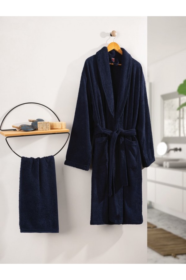 Cotton Box Deluxe Single Bornoz Seti Lacivert 8680108056646