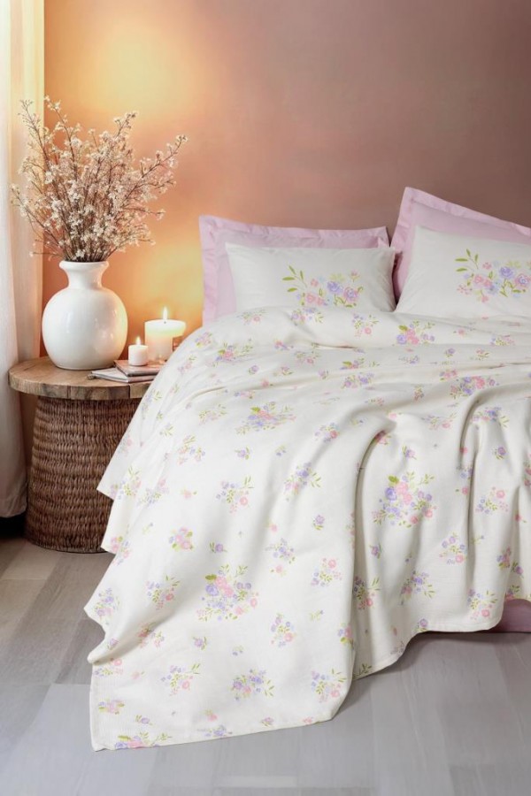 Cotton Box Estiva Çift Kişilik Pike Takımı Petal Pembe