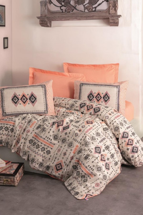 Cotton Box Etnich Nevresim Takımı Çift Kişilik Kateri Somon