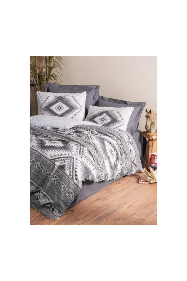 Cotton Box Etnich Tek Kişilik Nevresim Takımı Delos Antrasit
