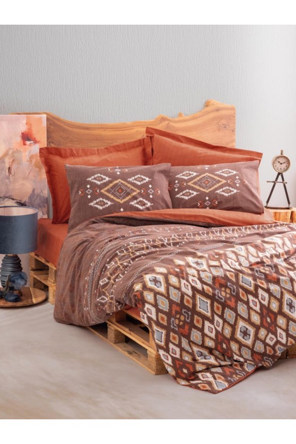 Cotton Box Etnich Tek Kişilik Nevresim Takımı Belize Kahve