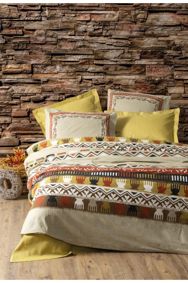 Cotton Box Etnich Tek Kişilik Nevresim Takımı Magnus Hardal