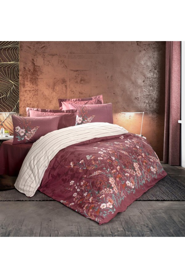 Cotton Box Feminen Çift Kişilik Nevresim Takımı Vina Bordo